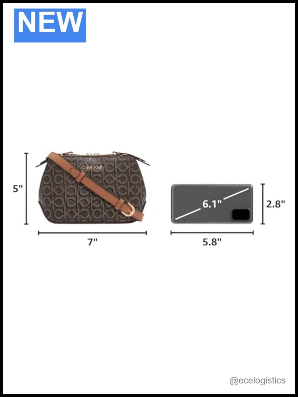 Calvin Klein Triple Compartment Sling Crossbody Handbag PVC